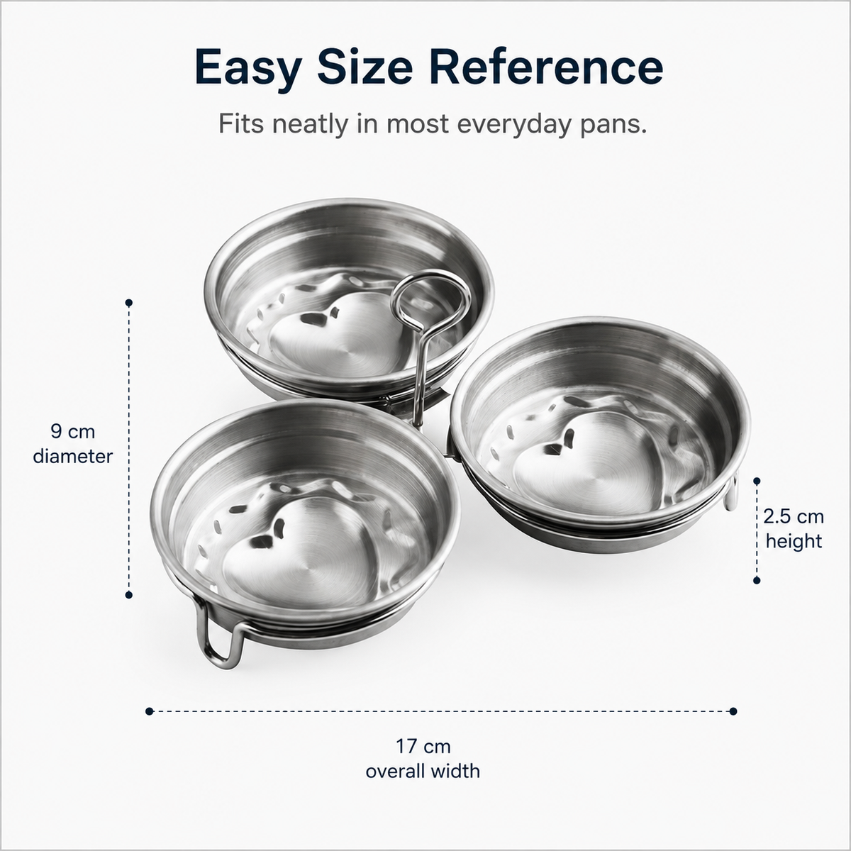 3-Cup Stainless Steel Egg Poacher – Egg Steamer Set