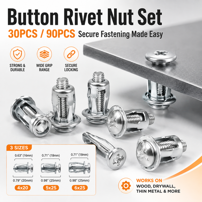 30/90PCS Rivet Nut Fastener Set — Strong Hold, Easy Install