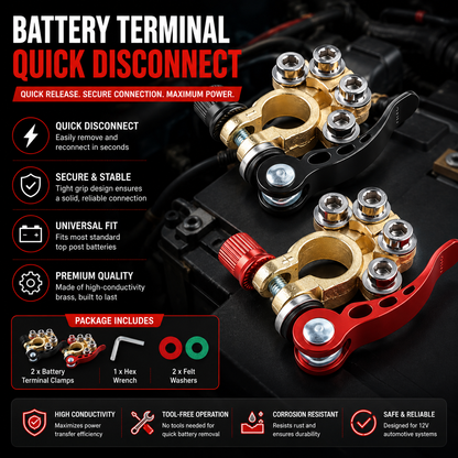 2PCS 4-Way Quick Release Battery Terminal Connectors