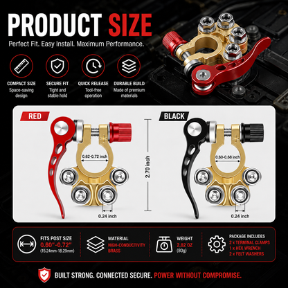 2PCS 4-Way Quick Release Battery Terminal Connectors