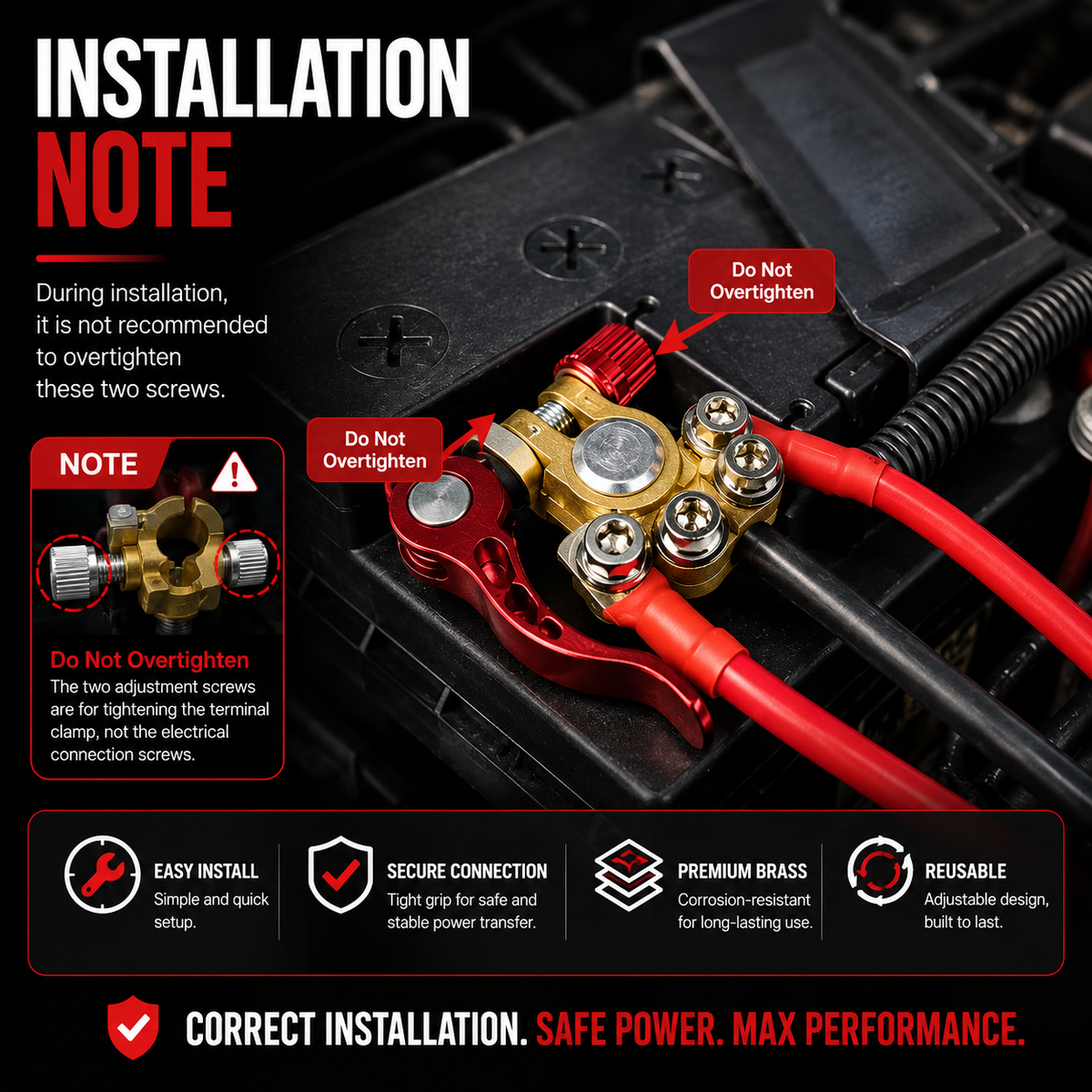 2PCS 4-Way Quick Release Battery Terminal Connectors