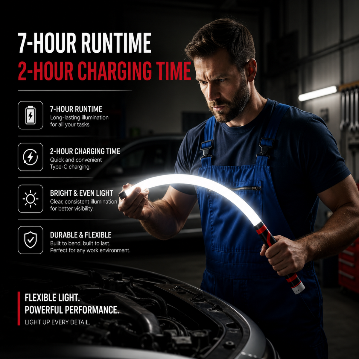 Rechargeable Bendable LED Work Light