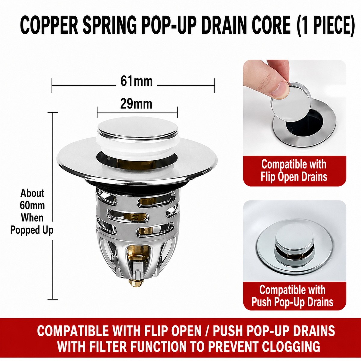 Universal Pop-Up Sink Drain Filter – Anti-Odor & Anti-Clog