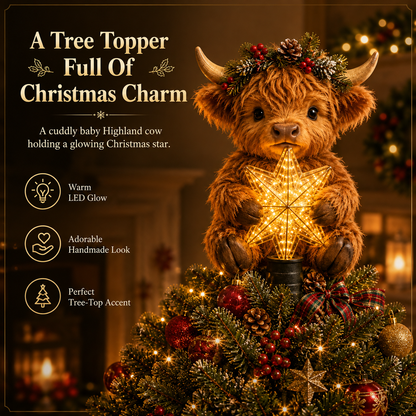 Baby Highland Cow Glowing Star Tree Topper
