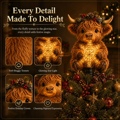 Baby Highland Cow Glowing Star Tree Topper