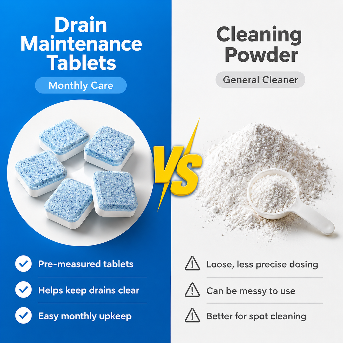 Drain Cleaning Tablets 12 Pack For Sinks, Showers & Washing Machines