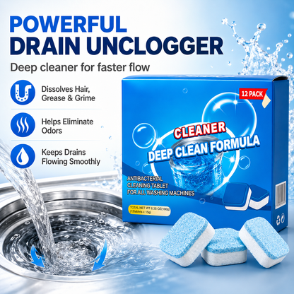 Drain Cleaning Tablets 12 Pack For Sinks, Showers & Washing Machines