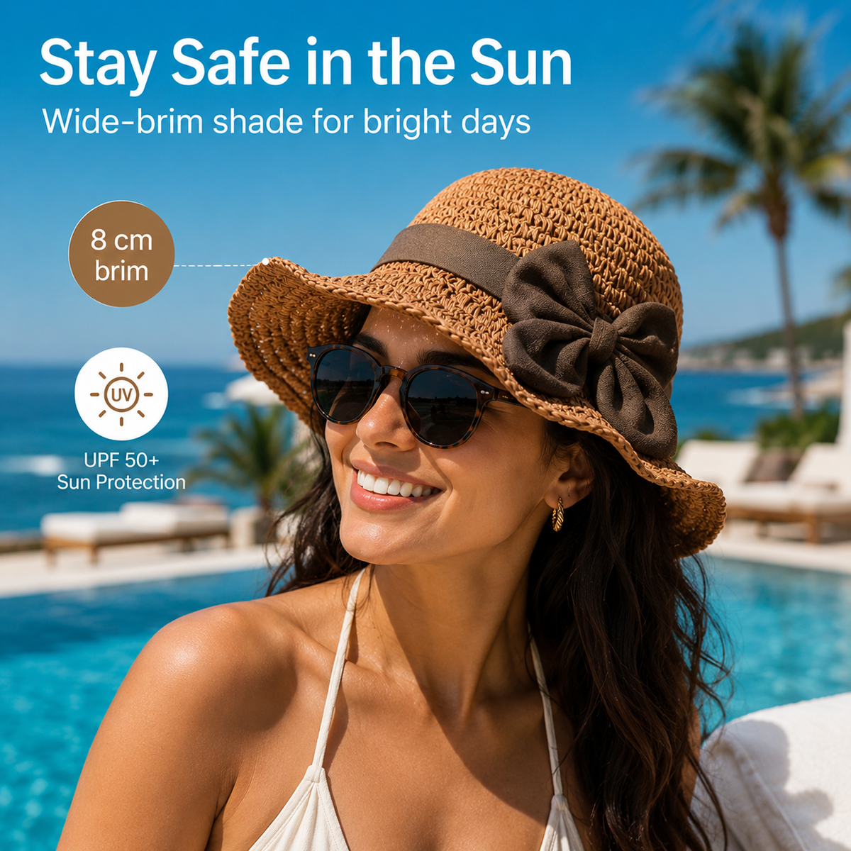 Elegant Woven Straw Sun Hat with Bow