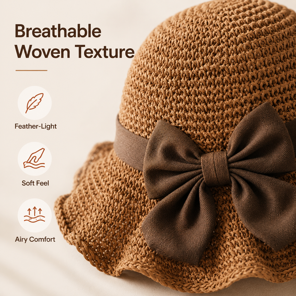 Elegant Woven Straw Sun Hat with Bow