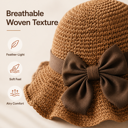 Elegant Woven Straw Sun Hat with Bow