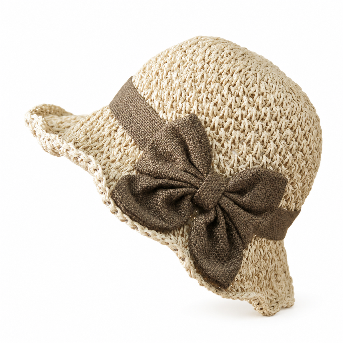 Elegant Woven Straw Sun Hat with Bow