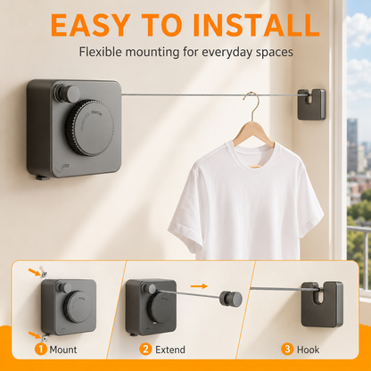 55%OFF TODAY Retractable Stainless Steel Clothesline – Dry More, Save Space