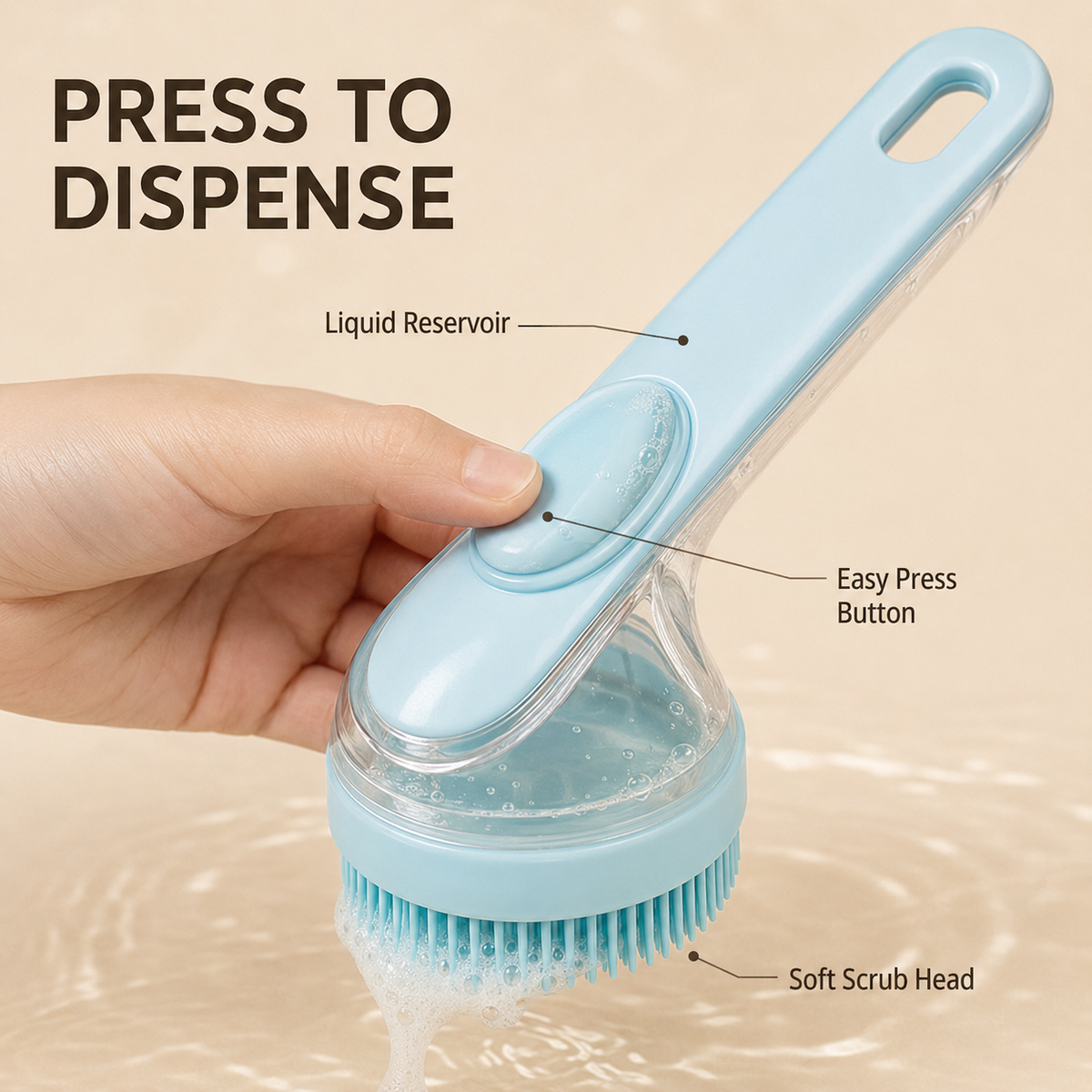 Pet Bath Brush with Shampoo Dispenser