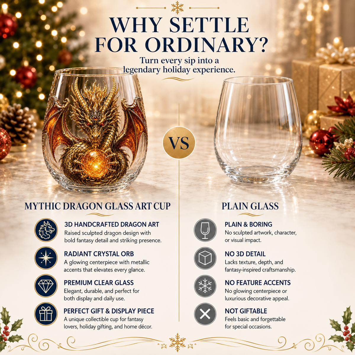 3D Mythic Dragon Glass Art Cup | Luxury Raised Fantasy Glassware for Whiskey, Home Bar Décor & Legendary Gifts