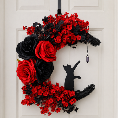 Handmade Halloween Cat Wreath