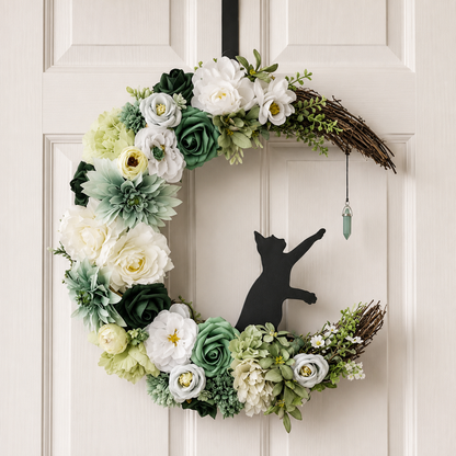 Handmade Halloween Cat Wreath