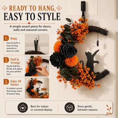 Handmade Halloween Cat Wreath