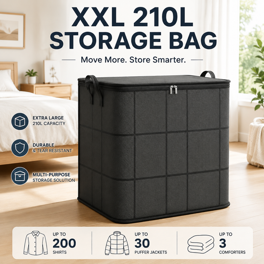 LAST DAY 50% OFF! XXL 210L Storage Bag – Large Capacity Moving & Closet Organizer for Quilts, Bedding & Sweaters
