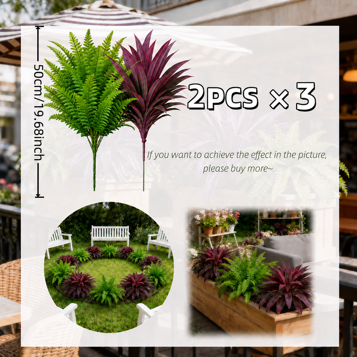 Summer Special UV-Resistant Artificial Fern & Red Dracaena Decorative Plants – Full, Lush & Fade-Resistant!
