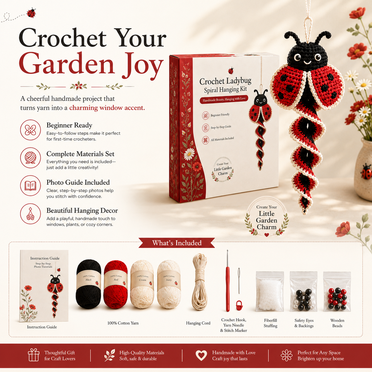 DIY Crochet Garden Friends Spiral Hanging Kit