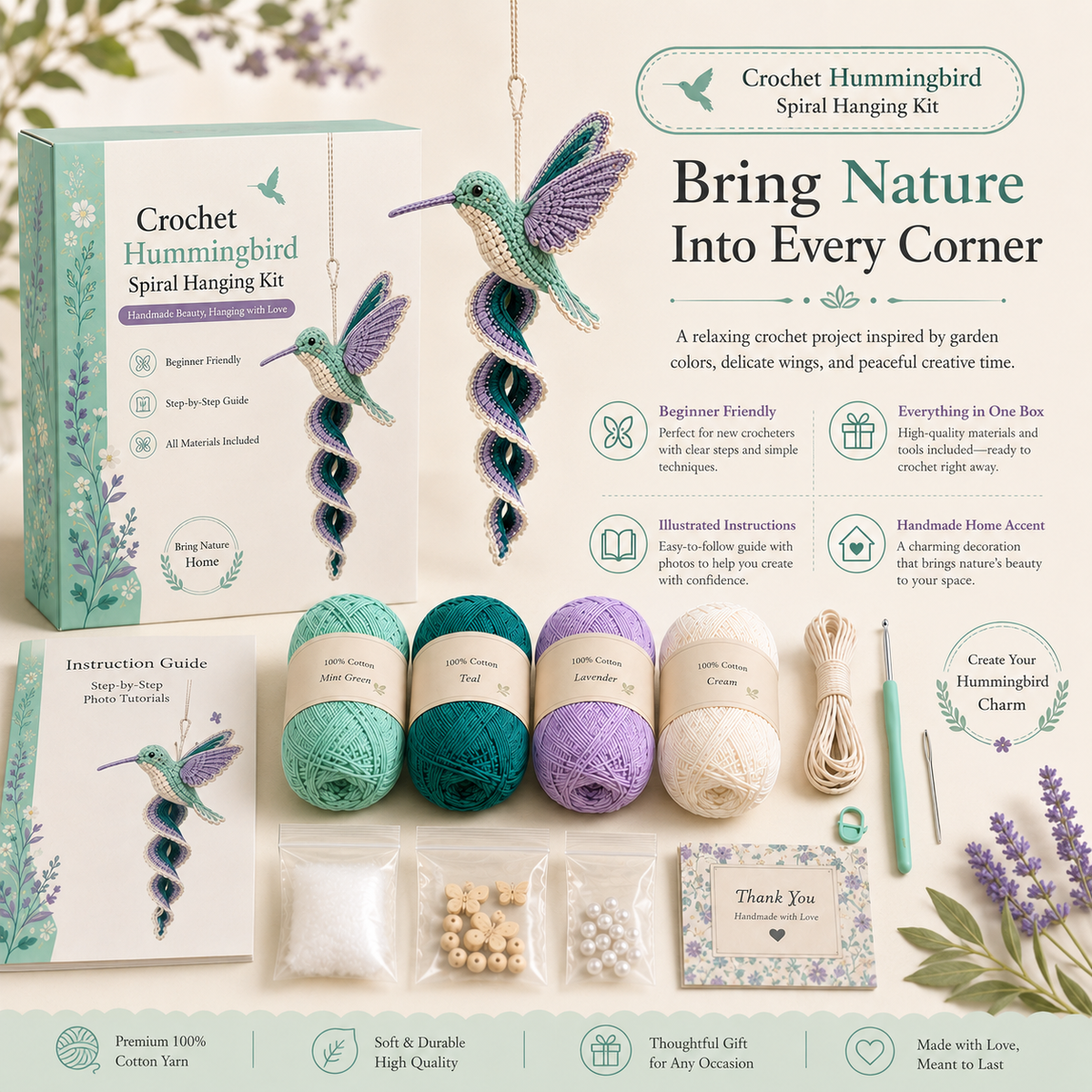 DIY Crochet Garden Friends Spiral Hanging Kit