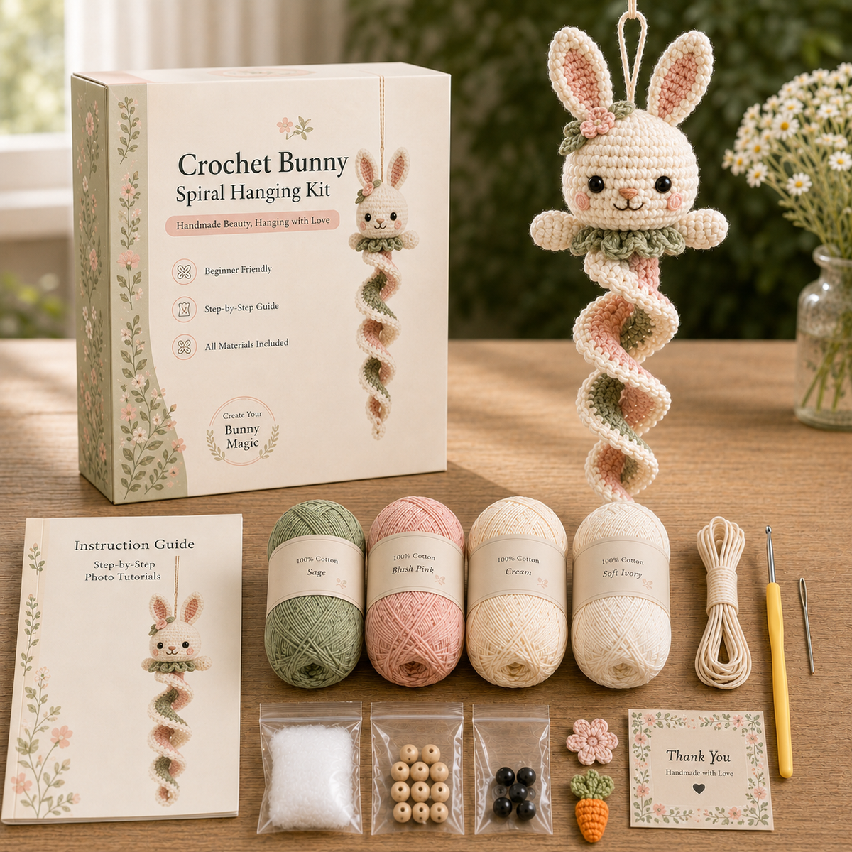 DIY Crochet Garden Friends Spiral Hanging Kit