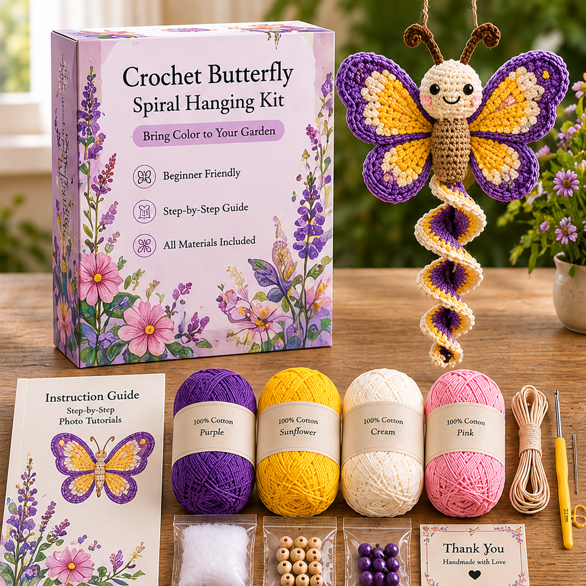 DIY Crochet Garden Friends Spiral Hanging Kit