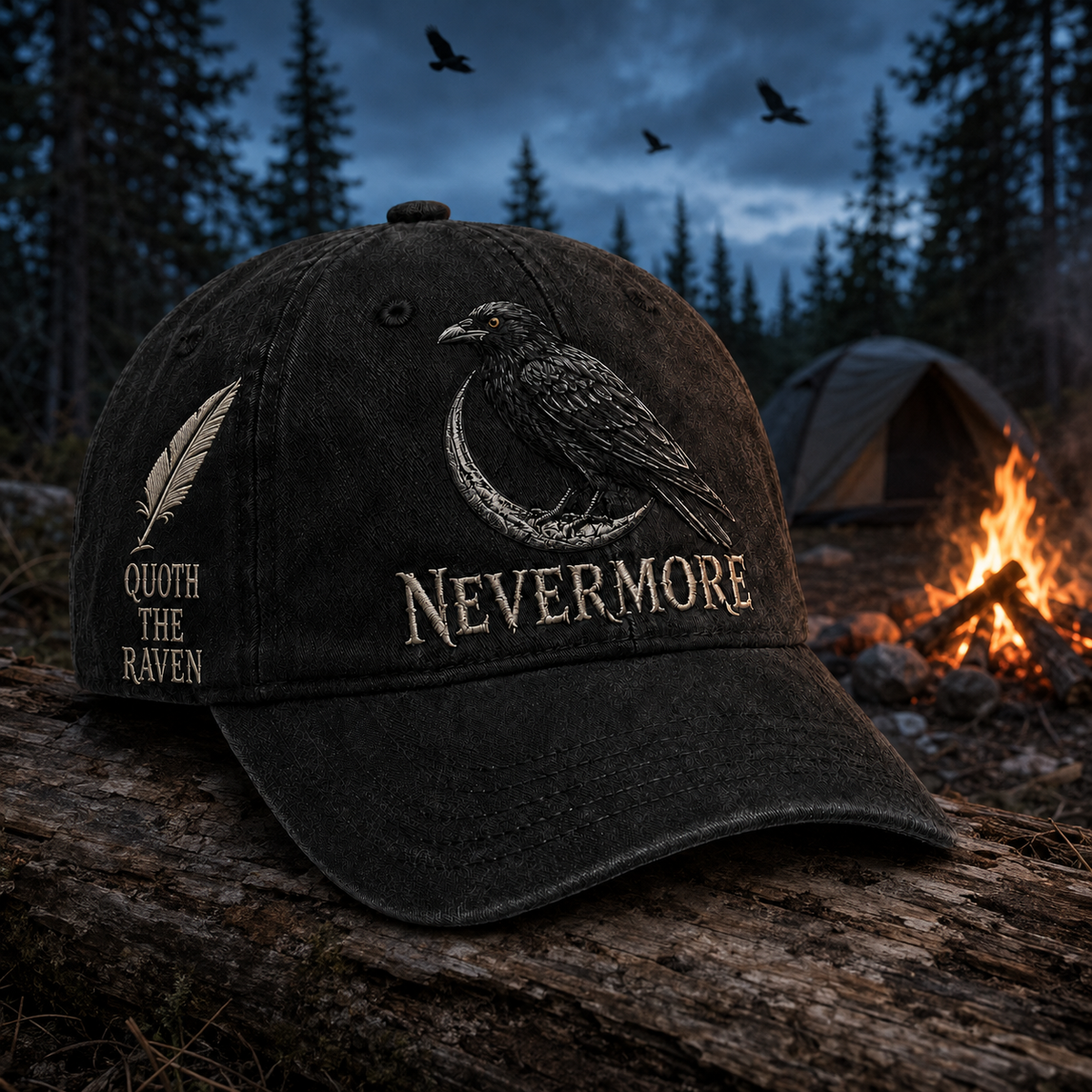 Nevermore Raven Vintage Cap | Gothic Bird Lover Hat