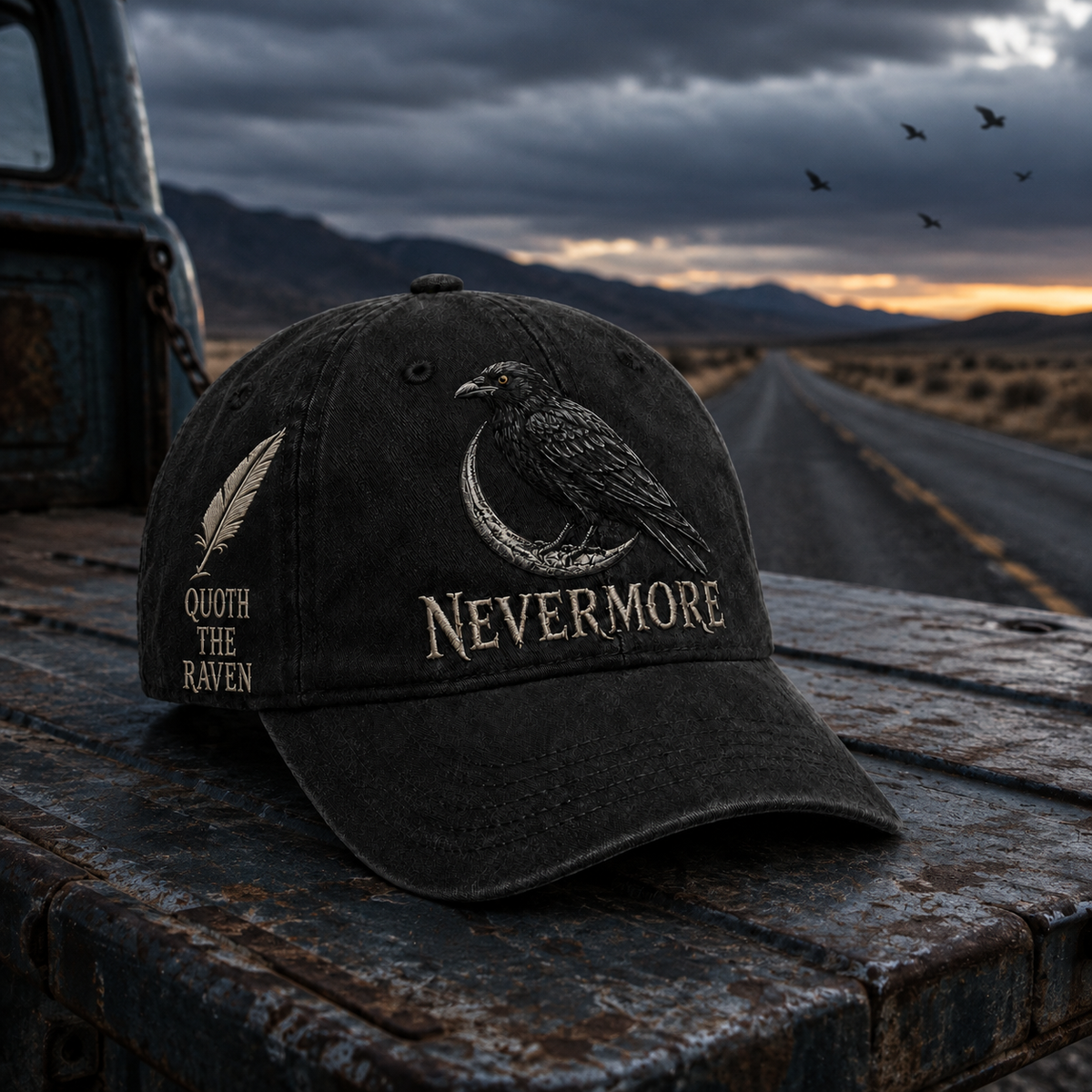 Nevermore Raven Vintage Cap | Gothic Bird Lover Hat
