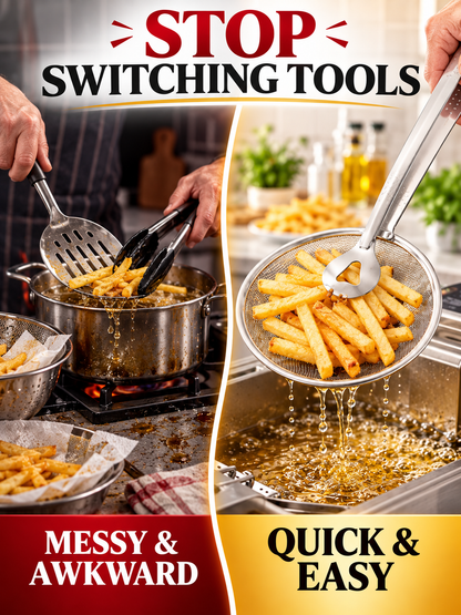 Kitchen Deal – 2-in-1 Frying Strainer Tongs