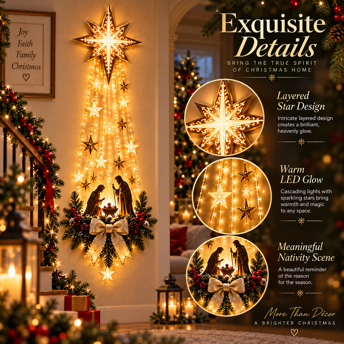 Last Day 49% OFF Bethlehem Star of Faith – Lighted Nativity Wall Decor
