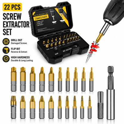 22Pcs Titanium Damaged Screw Extractor Set
