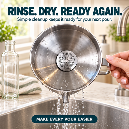 Pour, Strain & Transfer Without the Mess – Stainless Steel Kitchen Funnel
