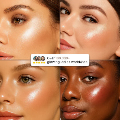 Glow Draped Highlight & Blush Palette – Four Dreamy Shades for a Fresh, Radiant Glow