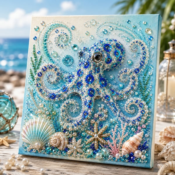 Last Day 49% OFF Ocean Theme Pearl Art DIY Kit – Relaxing DIY Craft to Create Stunning Coastal Artwork