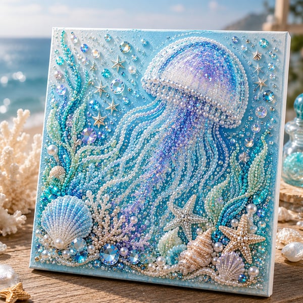 Last Day 49% OFF Ocean Theme Pearl Art DIY Kit – Relaxing DIY Craft to Create Stunning Coastal Artwork