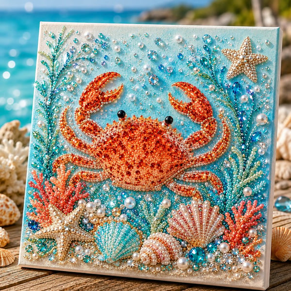 Last Day 49% OFF Ocean Theme Pearl Art DIY Kit – Relaxing DIY Craft to Create Stunning Coastal Artwork