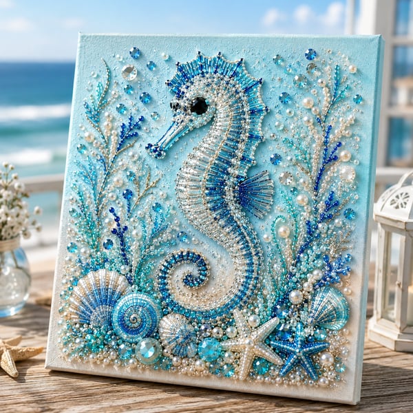 Last Day 49% OFF Ocean Theme Pearl Art DIY Kit – Relaxing DIY Craft to Create Stunning Coastal Artwork