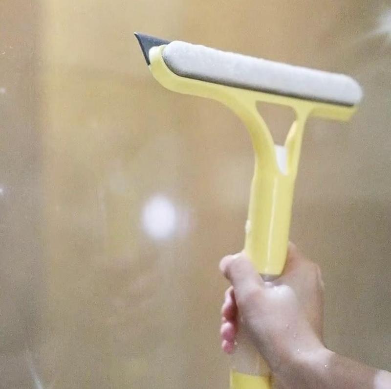 3-in-1 Window Cleaner: Spray + Scrub + Squeegee for Home & Car