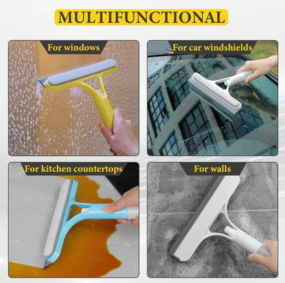 3-in-1 Window Cleaner: Spray + Scrub + Squeegee for Home & Car