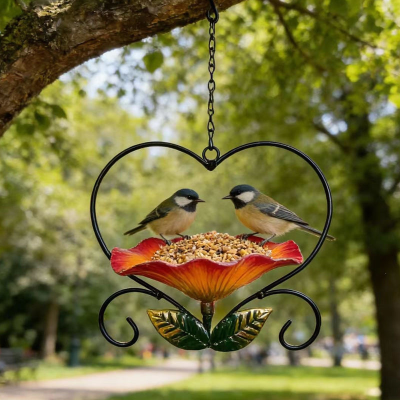 Heart-Shaped Bird Feeder – Floral, Hanging,Perfect for Backyard or Balcony