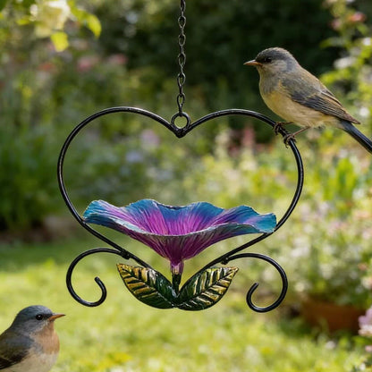 Heart-Shaped Bird Feeder – Floral, Hanging,Perfect for Backyard or Balcony