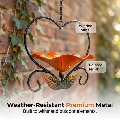 Heart-Shaped Bird Feeder – Floral, Hanging,Perfect for Backyard or Balcony