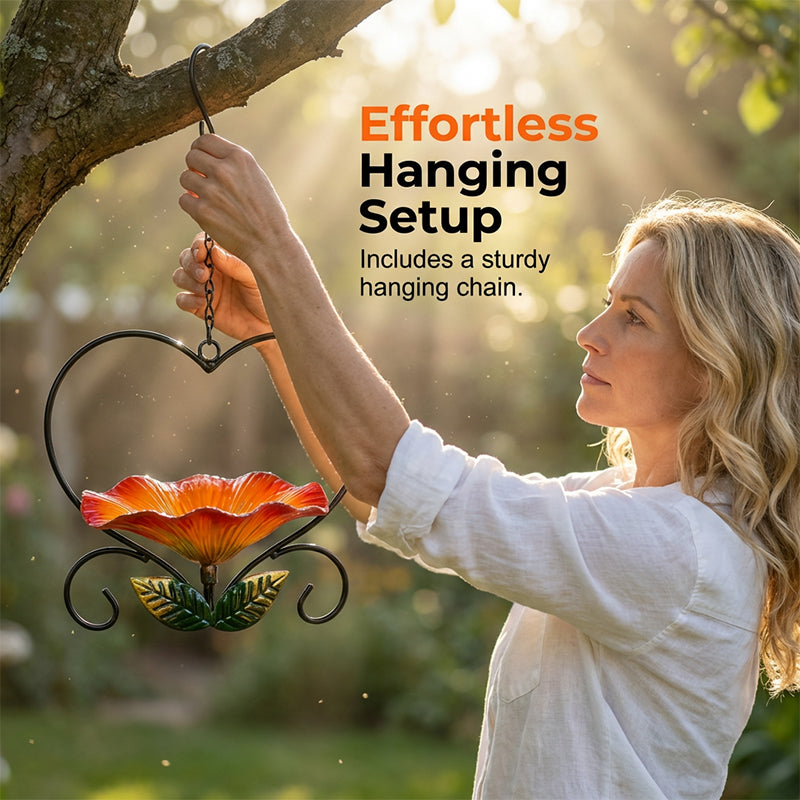 Heart-Shaped Bird Feeder – Floral, Hanging,Perfect for Backyard or Balcony