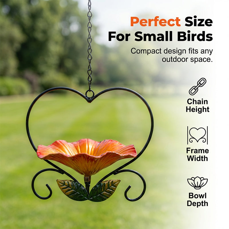 Heart-Shaped Bird Feeder – Floral, Hanging,Perfect for Backyard or Balcony