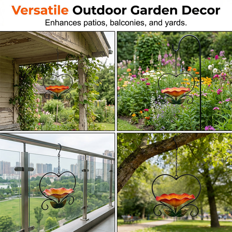 Heart-Shaped Bird Feeder – Floral, Hanging,Perfect for Backyard or Balcony
