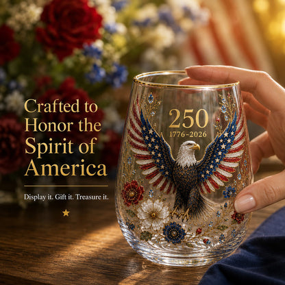 Patriotic Eagle 250th Anniversary-Inspired Glass Tumbler