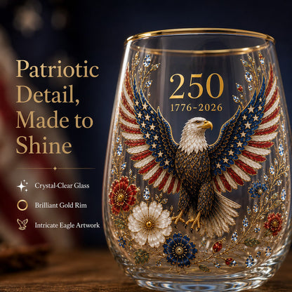 Patriotic Eagle 250th Anniversary-Inspired Glass Tumbler