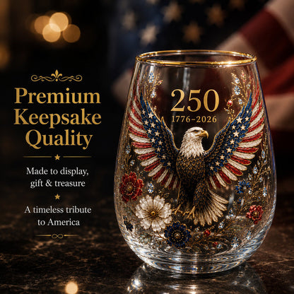 Patriotic Eagle 250th Anniversary-Inspired Glass Tumbler