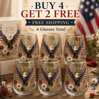 Patriotic Eagle 250th Anniversary-Inspired Glass Tumbler
